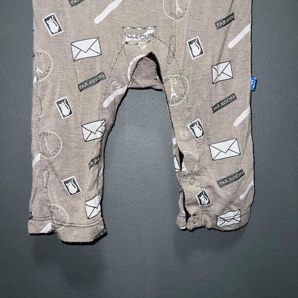 KicKee Pants 0-3m Hooded Romper - Bamboo - Brown - Black - Picture 3 of 8